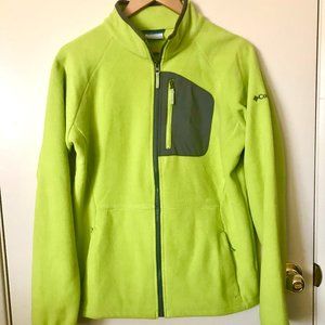 Columbia Fleece Jacket, neon green color, Girls Size XL, like new